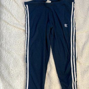 Navy Blue with White Stripes Adidas Leggings